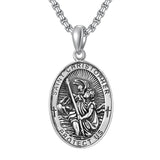 Sterling Silver St Michael St Christopher Pendant Necklace for Men