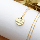 Sterling Silver Personalized Engraved Graduation Necklace Bachelor Cap Pendant Necklace
