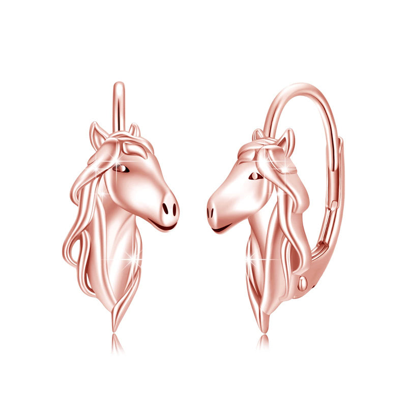 Sterling Silver Horse Leverback Earrings