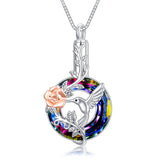 Sterling Silver Crystal Hummingbird Urn Necklace for Ashes