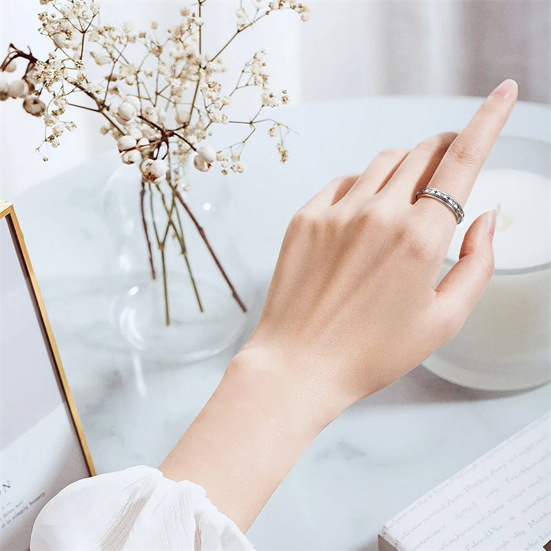 Sterling Silver Cat Pet Paw Turtle Bunny Cross faith heart Stress Relieving Spinner Ring