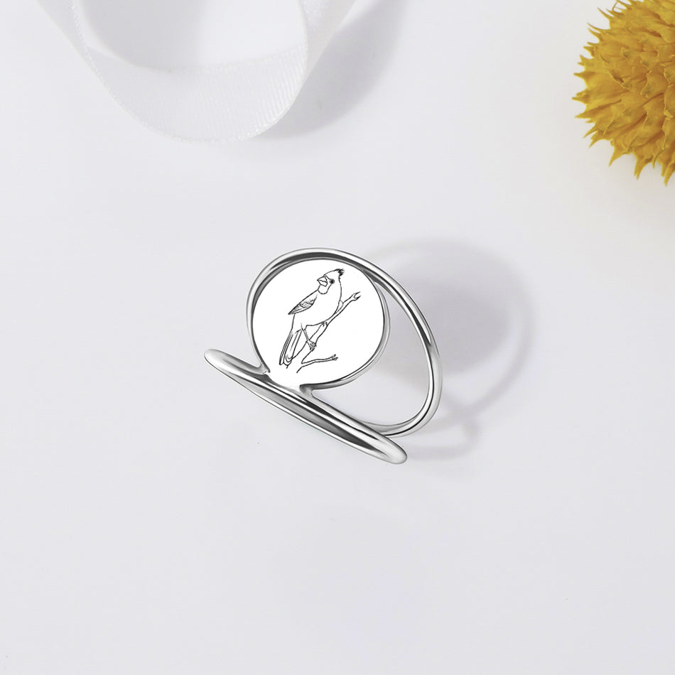 Sterling Silver Red Cardinal Bird Ring Gifts