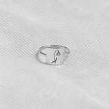 Sterling Silver Square Personalized Birth Flower Ring