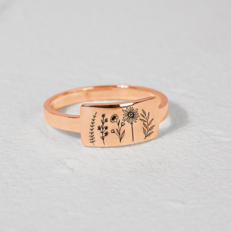 Sterling Silver Wildflower Nature Ring