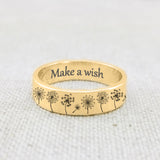 Sterling Silver Personalized Engraved Dandelion Nature Ring