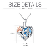 Hummingbird Urn Necklace for Ashes Sterling Silver with Crystal Cremation Jewelry w/Funnel Filler Keepsake Memory Jewelry for Women Girls