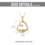 14k Solid Gold Moissanite Love Heart Mama Bear Pendant Necklace