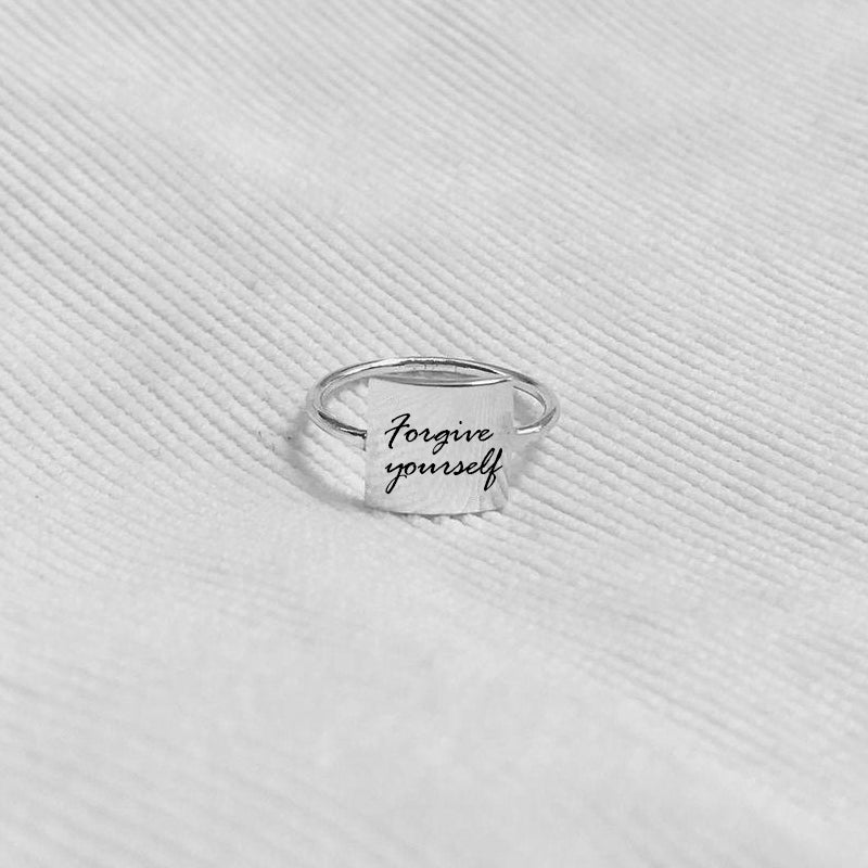 Sterling Silver Inspirational Ring Engraved with  Forgive Yourself
