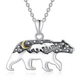 Sterling Silver Mama Bear Pendant Necklace