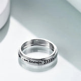 Sterling Silver Inspirational Spinner Ring Engraved With I Am Enough