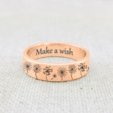 Sterling Silver Personalized Engraved Dandelion Nature Ring