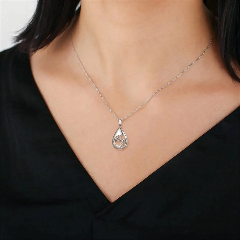 Sterling Silver Tear Dangle Celtic Knot Butterfly Urn Necklace for Ashes