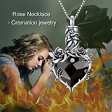 Sterling Silver Heart Crystal Rose Flower Urn Necklace for Ashes Cremation Jewelry