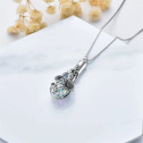 Sterling Silver Crystal Rose Sunflower Flower Urn Necklace for Ashes