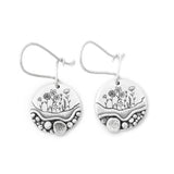 Sterling Silver Trail Mini Forest Pebble Wildflower Dangle Earrings