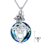 12 Birth Month Flower Cremation Jewelry for Ashes Celtic Knot Heart Ashes Memorial Keepsake Urn Necklace Circle Crystal