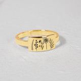 Sterling Silver Wildflower Nature Ring