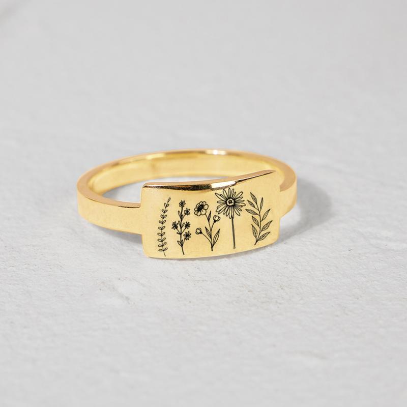 Sterling Silver Wildflower Nature Ring