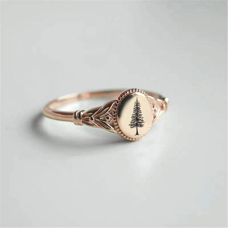 Sterling Silver Pine Tree Ring Conifer Ring Forest Ring