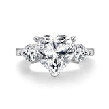 Sterling Silver 6 Carats Heart Cut White 5A Cubic Zirconia Cz Engagement Ring