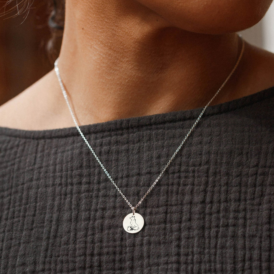 Sterling Silver Fox Pendant Necklace
