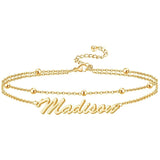 Sterling Silver Custom Name Multi-layered  Anklet