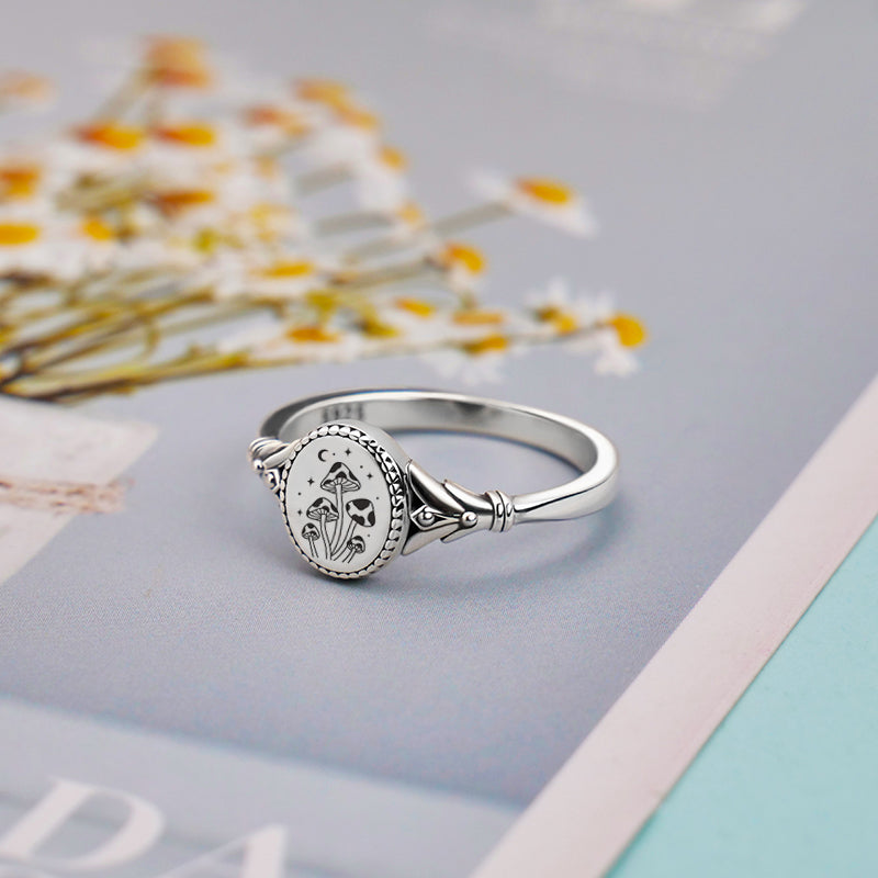 Sterling Silver Mushroom Nature Ring