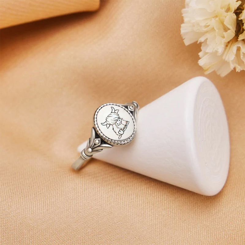 Sterling Silver Highland Cow Animal Ring