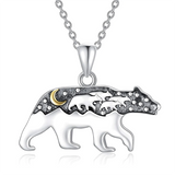 Sterling Silver Mama Bear Pendant Necklace