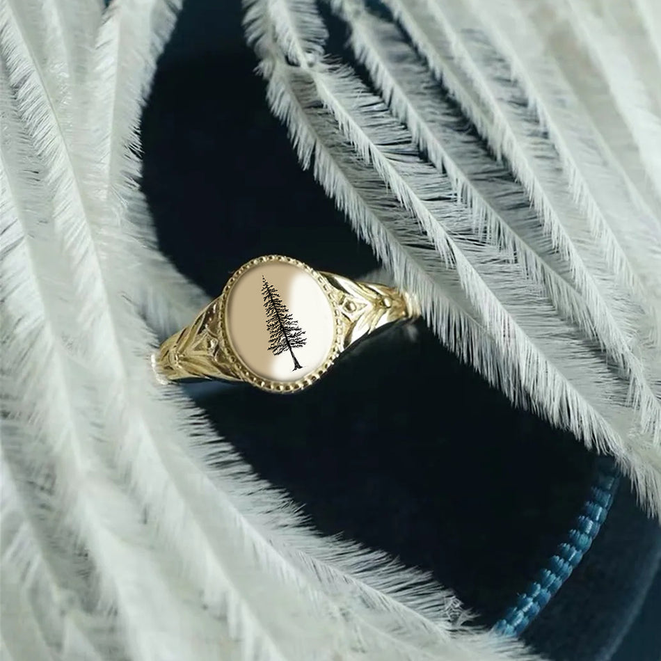 Sterling Silver Pine Tree Ring Conifer Ring Forest Ring