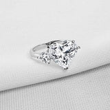 Sterling Silver 6 Carats Heart Cut White 5A Cubic Zirconia Cz Engagement Ring