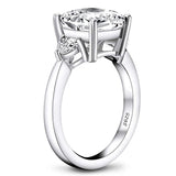 Sterling Silver 10K 14K Gold 5.5 Carats Cushion Cut 5A Cubic Zirconia CZ 3 Stone Engagement Wedding Ring