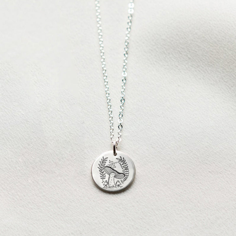 Sterling Silver Mushroom Pendant Necklace