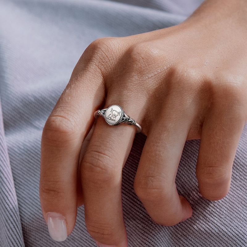Sterling Silver Highland Cow Animal Ring