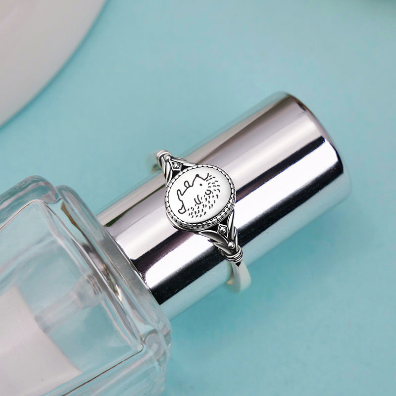Sterling Silver Hedgehog Animal Ring