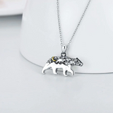 Sterling Silver Mama Bear Pendant Necklace