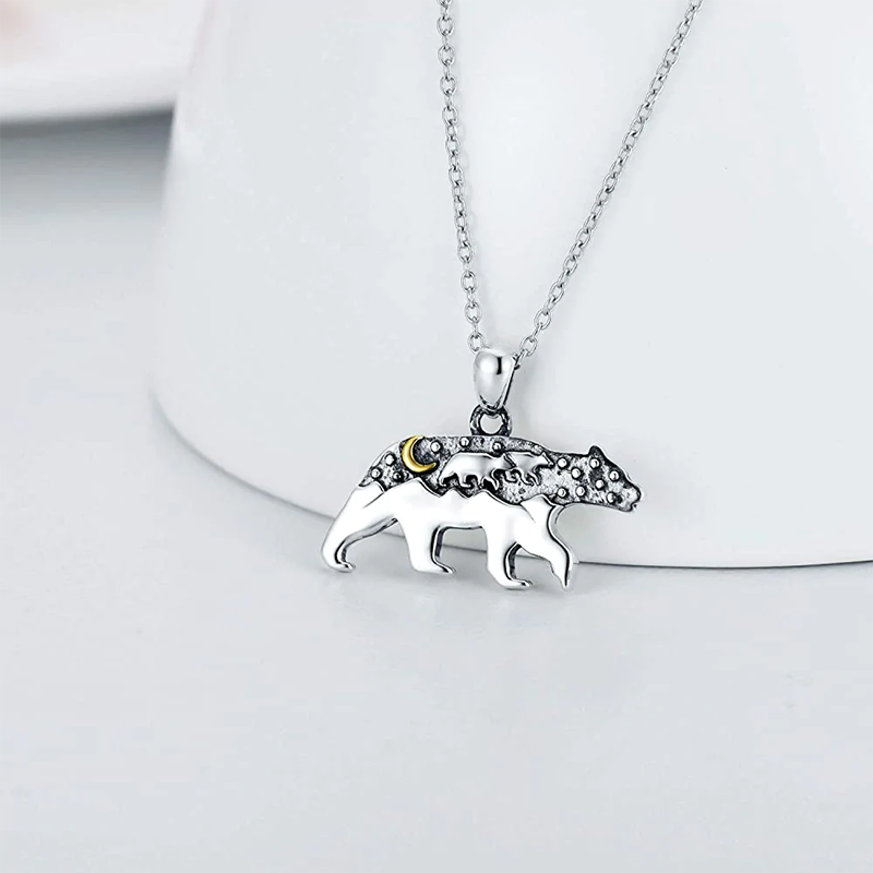 Sterling Silver Mama Bear Pendant Necklace