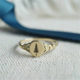 Sterling Silver Pine Tree Ring Conifer Ring Forest Ring