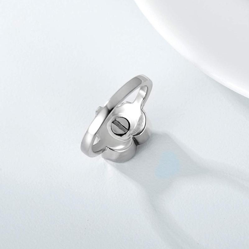 Sterling Silver Heart Crystal Angel Wing Urn Ring for Ashes