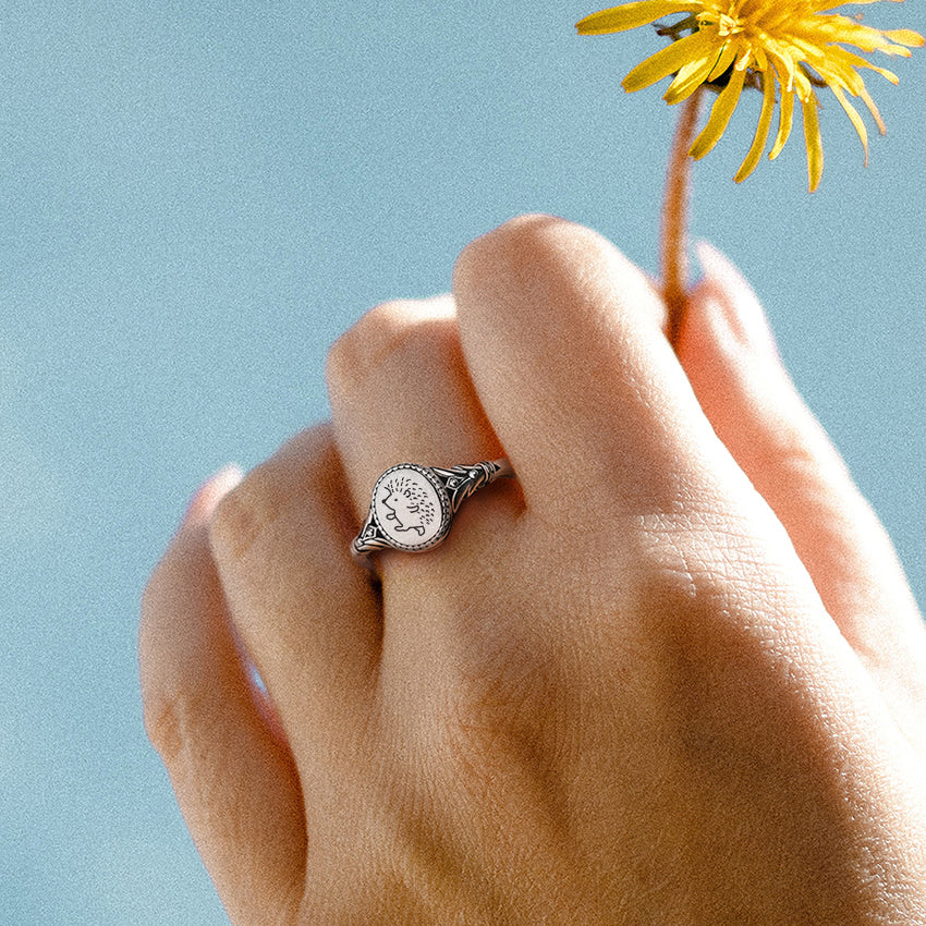 Sterling Silver Hedgehog Animal Ring