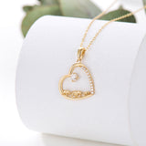 14k Solid Gold Moissanite Love Heart Mama Bear Pendant Necklace