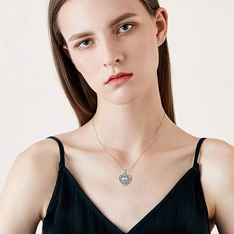 Sterling Silver Pawprint Heart Urn Necklace for Ashes