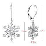 Sterling Silver CZ Snowflake Leverback Earrings