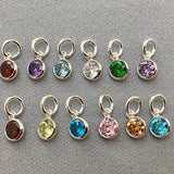 Sterling Silver AAA CZ  Birthstone Charm