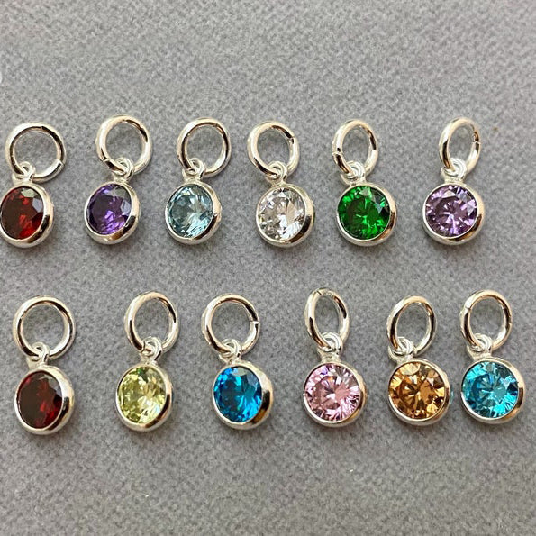 Sterling Silver AAA CZ  Birthstone Charm