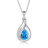 Sterling Silver Cubic Zirconia Tear Dangle Urn Necklace for Ashes