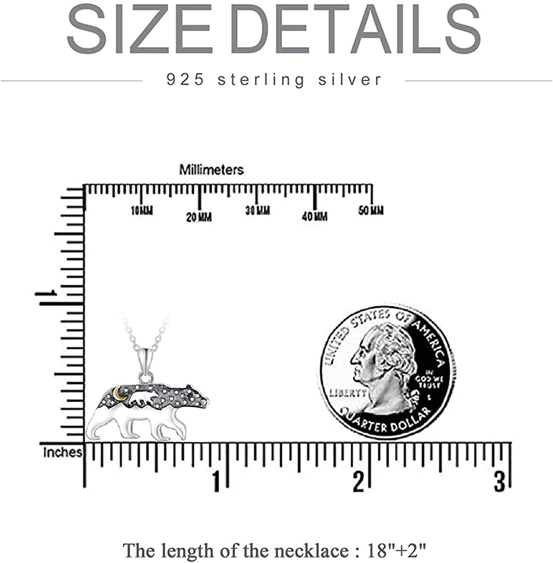 Sterling Silver Mama Bear Pendant Necklace