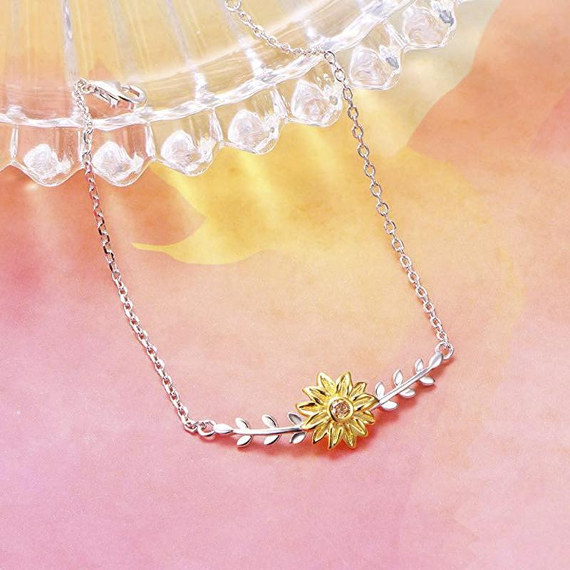 925 Sterling Silver Sunflower Jewelry Bracelet Anklet for Women flower anklets enjoy life creative