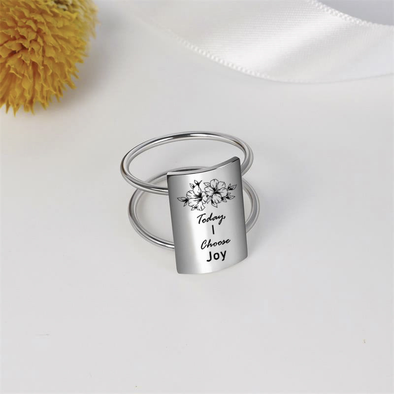 Sterling Silver Inspirational Ring Engraved With  Be you Do you For you, It's Never Too Late, Today,I Choose Joy