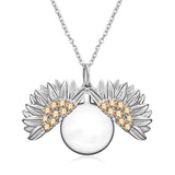 Sterling Silver Sunflower Pendant Necklace with Engraved Message